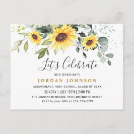 Sunflowers Eucalyptus Graduation Party Einladung Postkarte