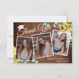 Sunflowers Eucalyptus Rustic 3 PHOTO Graduation Dankeskarte