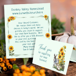 Sunflowers Farmers Market Folded Customer Thanks Visitenkarten