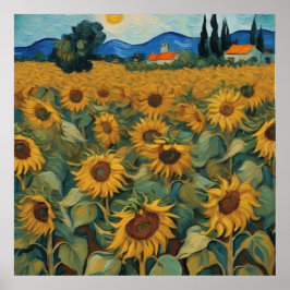 sunflowers field Póster Poster