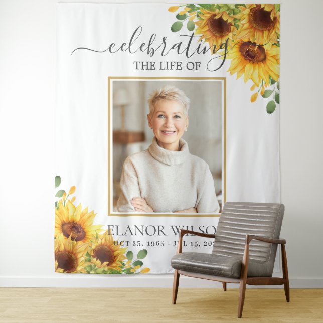 Sunflowers Floral Celebration of Life Photo Wandteppich (Beispiel)