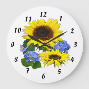 Sunflowers & Hydrangeas ~ Horloge