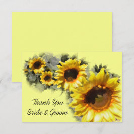 Sunflowers in a Row Wedding Flat Thank You Note Einladung