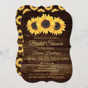 Sunflowers Invitation de douche nuptiale Bois rust