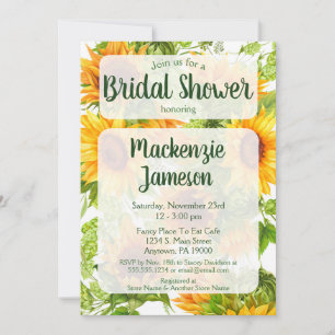 Sunflowers Invitation de douche nuptiale Jaune Ver
