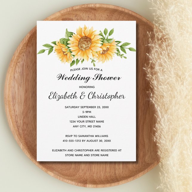 Sunflowers Jaune Wedding shower Invitation (Sunflowers Yellow Floral Wedding Shower Bridal Shower Couples Shower Invitation. Digital or 
Printed)