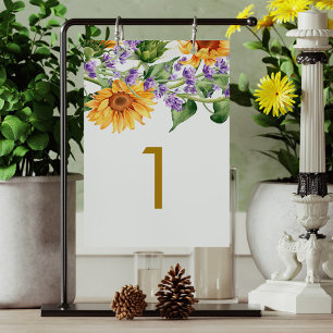 Sunflowers & Lavander Tableau 1 Numéro de table du