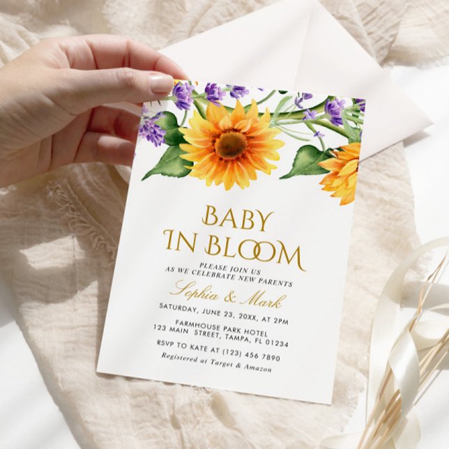 Sunflowers & Lavender Baby In Bloom Invitation (Créateur téléchargé)