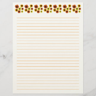 Sunflowers Lined Stationery Paper Briefbogen