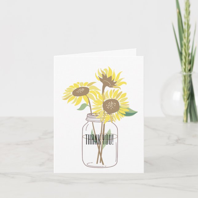 Sunflowers Mason Jar Vielen Dank Dankeskarte (Vorderseite)