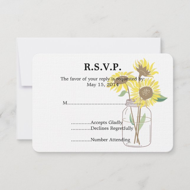 Sunflowers Mason Jar Wedding RSVP (Devant)