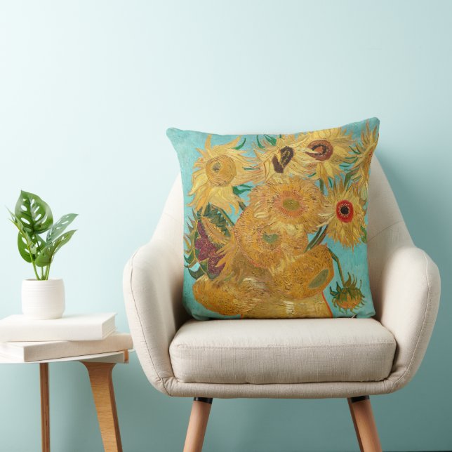 Sunflowers, Post Impressionist Still Life Painting Kissen (Stuhl )