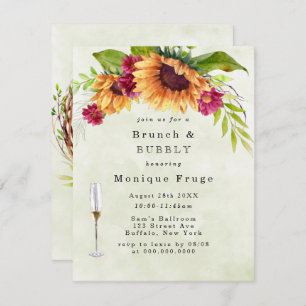 Sunflowers rose Brunch & Bubbly Invitations