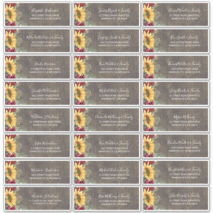 Sunflowers Rustic Fall Guest Names Address Labels