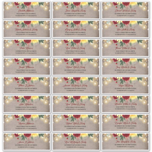 Sunflowers Rustic Fall Invitation Noms Étiquette d (Devant)