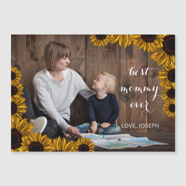 Sunflowers Rustic Mothers Carte photo de la Fête d (Devant)