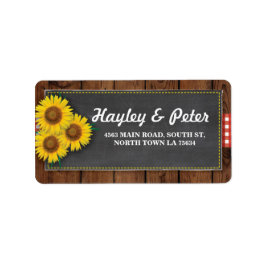 Sunflowers Rustic Wood Chalk Étiquettes de adresse
