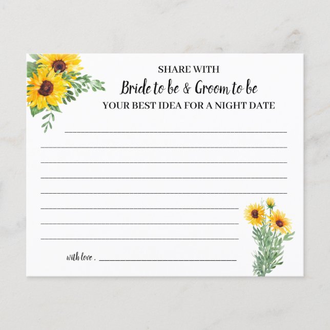 Sunflowers Share a Date Night Bridal Shower Card Flyer (Vorne)