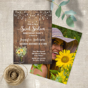 Sunflowers Sweet invitation pour 16 ans
