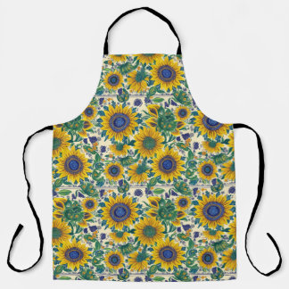 Sunflowers Ukrainian folk art motifs Apron Schürze