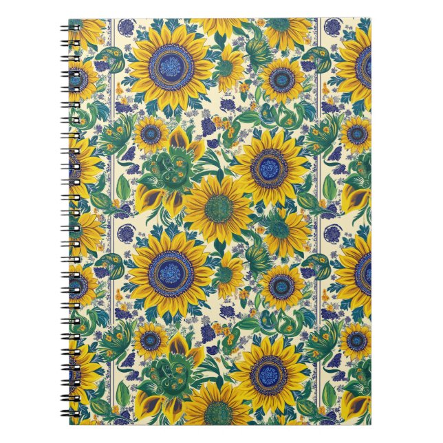 Sunflowers. Ukrainian folk art pattern. Notizblock (Vorderseite)