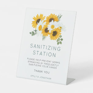 Sunflowers Wedding Covid Hand Sanitizer Station Sockelschild