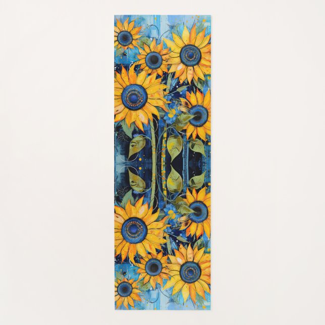 Sunflowers Wildflowers Flower Mixed Media Design Yogamatte (Vorderseite)