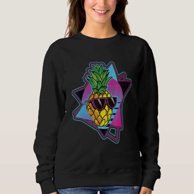 Sunglasses Pineapple 80s Tropical Summer Vaporwave Sweatshirt (Vorderseite)