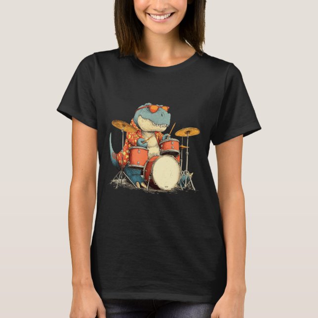 Sungles Rockstar Dinosaur With Cool Drums Costume  T-Shirt (Vorderseite)