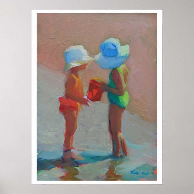 Sunhat Sisters - Zwei Mädchen am Strand Poster (Vorne)