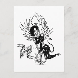 Sunken Liebe - Punk Rock Button Up Tattoo Postkarte