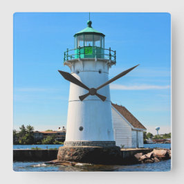 Sunken Rock Lighthouse, New York Wall Clock Quadratische Wanduhr