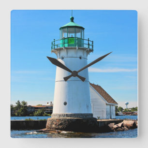 Sunken Rock Lighthouse, New York Wall Clock Quadratische Wanduhr