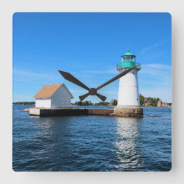 Sunken Rock Lighthouse, New York Wall Clock Quadratische Wanduhr