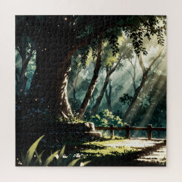 Sunlit anime forest glade
