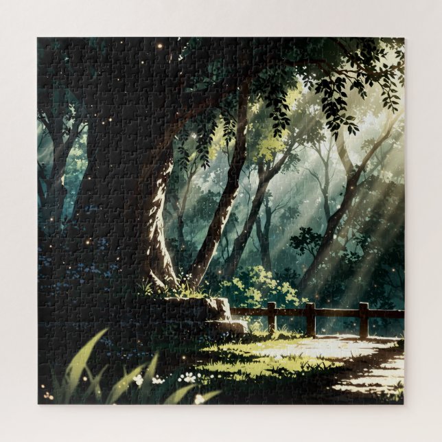 Sunlit anime forest glade (Vertikal)