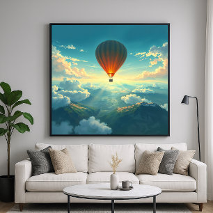 Sunlit Balloon Ride - Dreamlike Illustration Style Poster