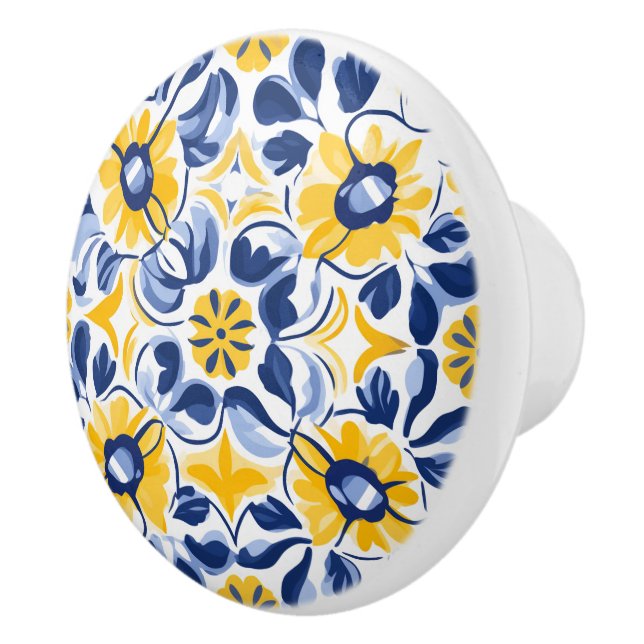 💙 💛 Sunlit Blooms Azulejos Keramikknauf (Rechts)