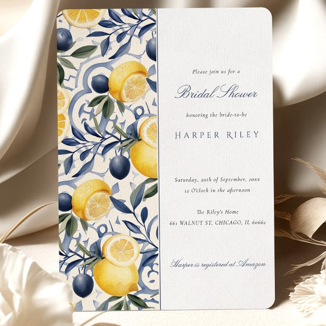 Sunlit Citrus & Azulejo Bridal Dusche Einladung (Von Creator hochgeladen)