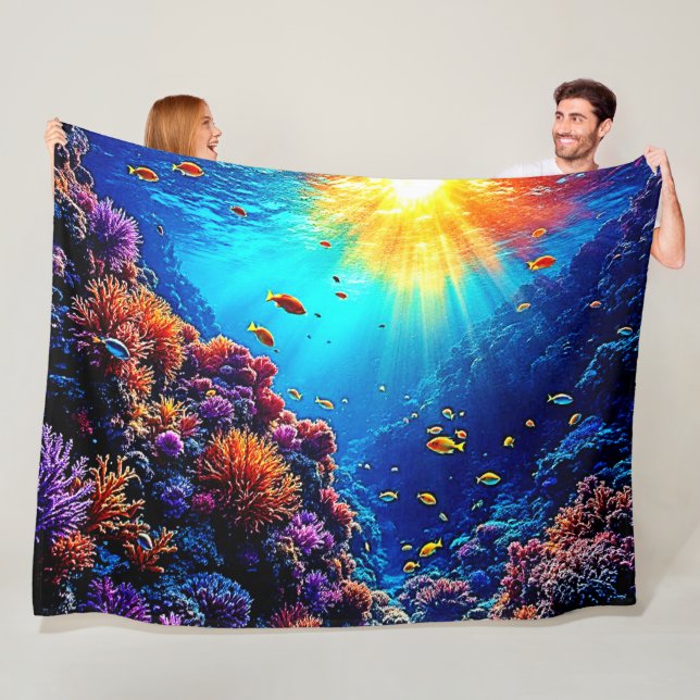 Sunlit Coral Reef Wonderland Fleecedecke (Beispiel)