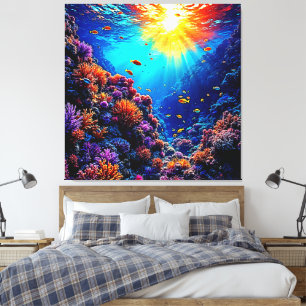 Sunlit Coral Reef Wonderland Leinwanddruck