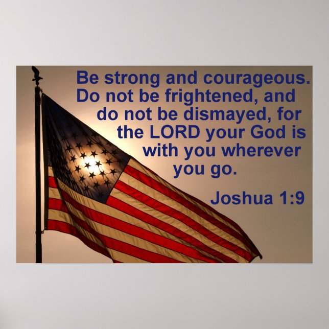 Sunlit Flag mit Joshua 1:9 Poster (Vorne)