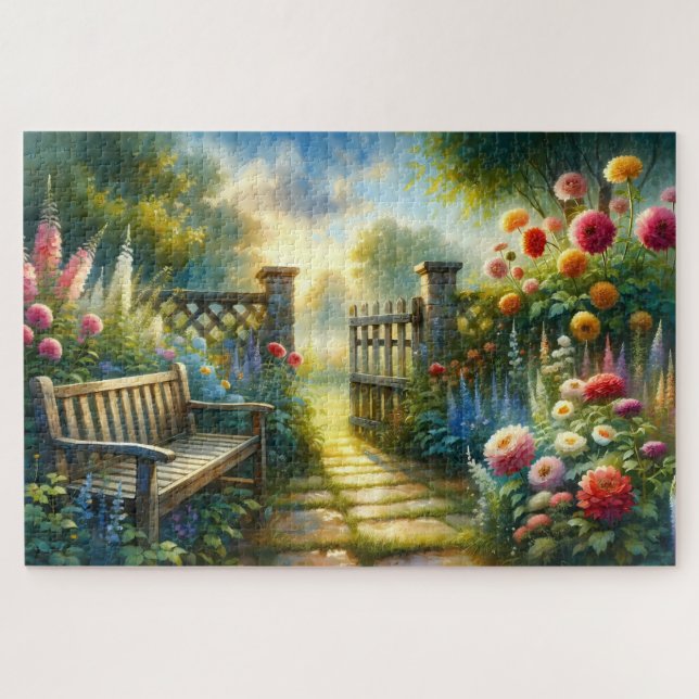 Sunlit Garden Pathway Gate Scene (Horizontal)