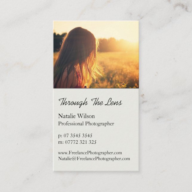 Sunlit Girl Portrait Pro Carte de visite de photog (Devant)