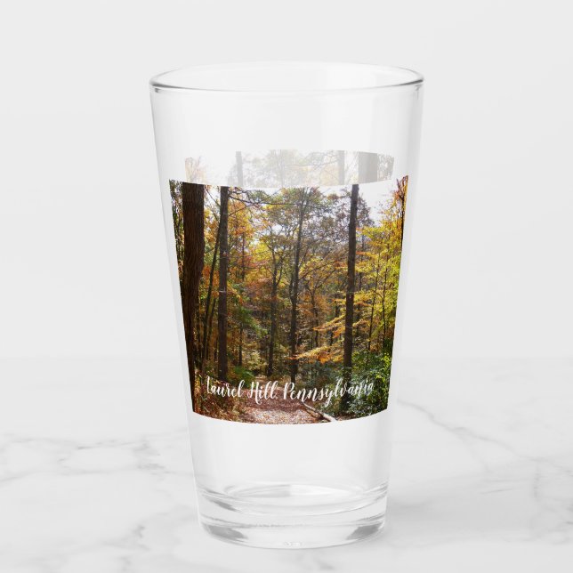 Sunlit Herbstweg im Laurel Hill Staat Park Glas (Vorderseite)