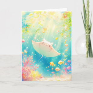 Sunlit Manta Ray Gliding durch das Riff Karte
