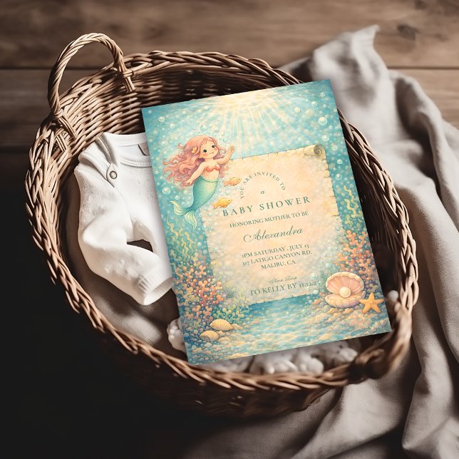 Sunlit Mermaid Reef Baby Shower Einladung (Von Creator hochgeladen)