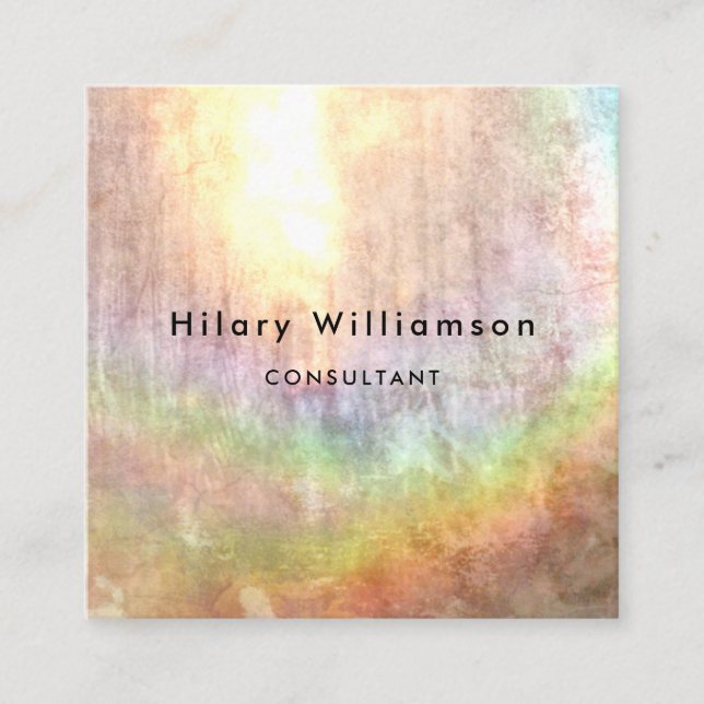 Sunlit Pastell Rainbow Grunge Quadratische Visitenkarte (Vorderseite)
