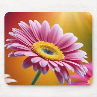 Sunlit pink daisy florale Maus-Pad Mousepad