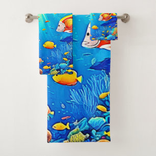 Sunlit Reef Life Glow Kunst Badhandtuch Set
